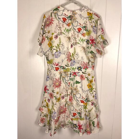 Parker Fillipa 100% Silk Floral Ruffle Mini Faux‎ Dress Size 10 - Picture 8 of 11